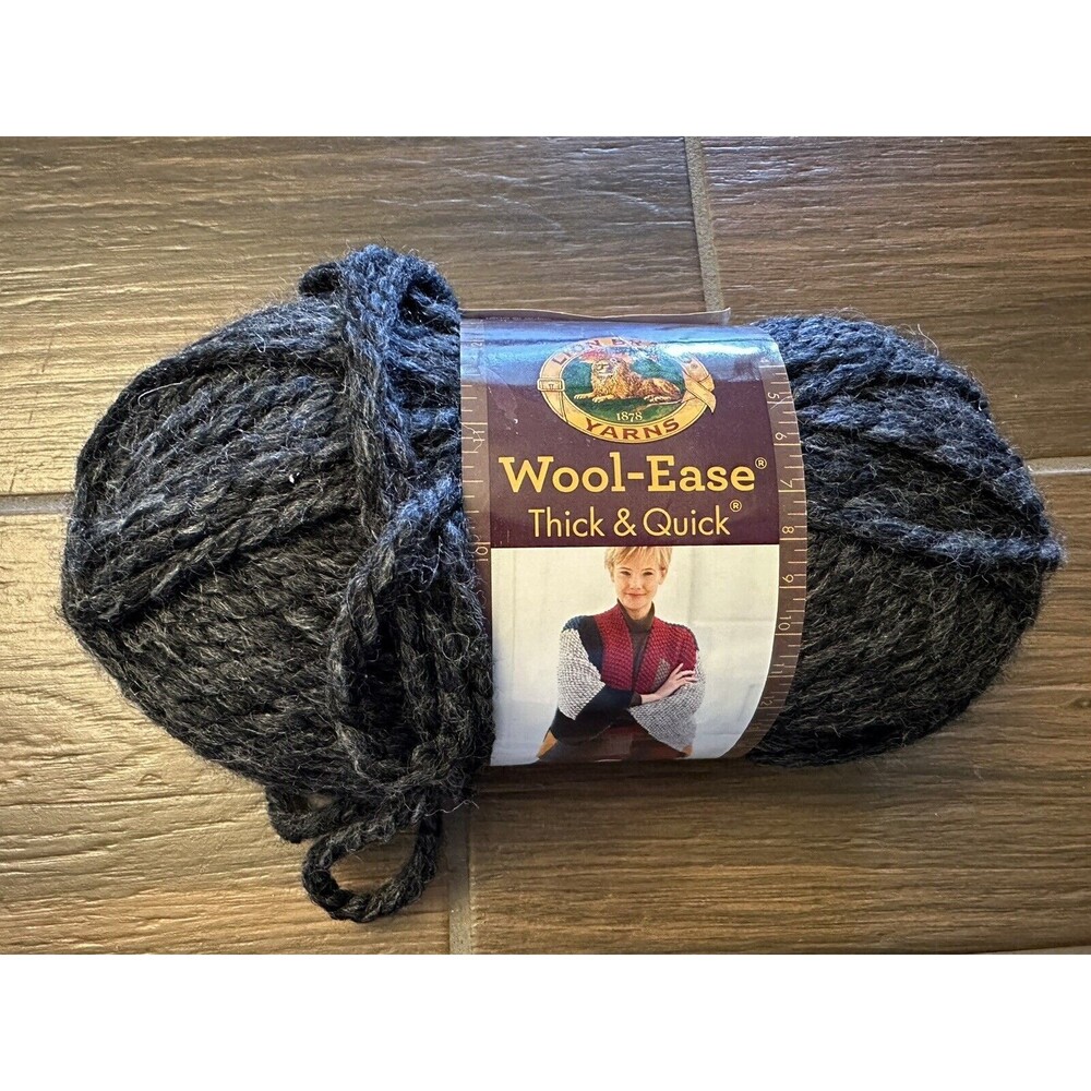 Lion Brand Yarn Charcoal Wool-Ease Thick & Quick 6oz 1 Skein Super Bulky